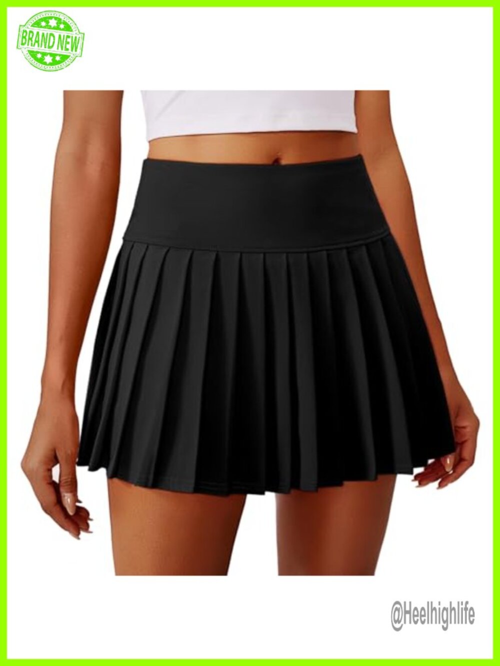 PINSPARK Pleated Tennis Skort Mini Skirt with Inner Shorts Pocket